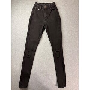 Fashion Nova Womens Size‎ 0 Black Distressed High Waisted Skinny Jeans Ripped